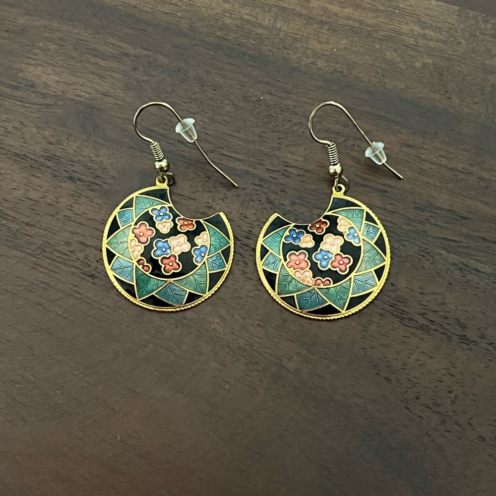 Vintage Cloisonné Earrings.